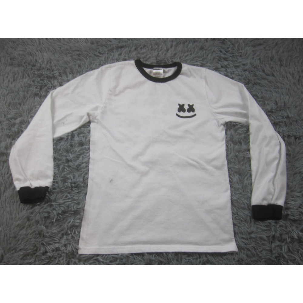 Marshmello Shirt Youth XL White Black Long Sleeve Ringer Keep It‎ Mello Graphic